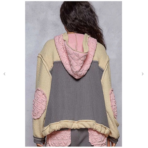 NWT POL Quilted Hoodie & Pants Set Pink/Grey - Picture 4 of 7